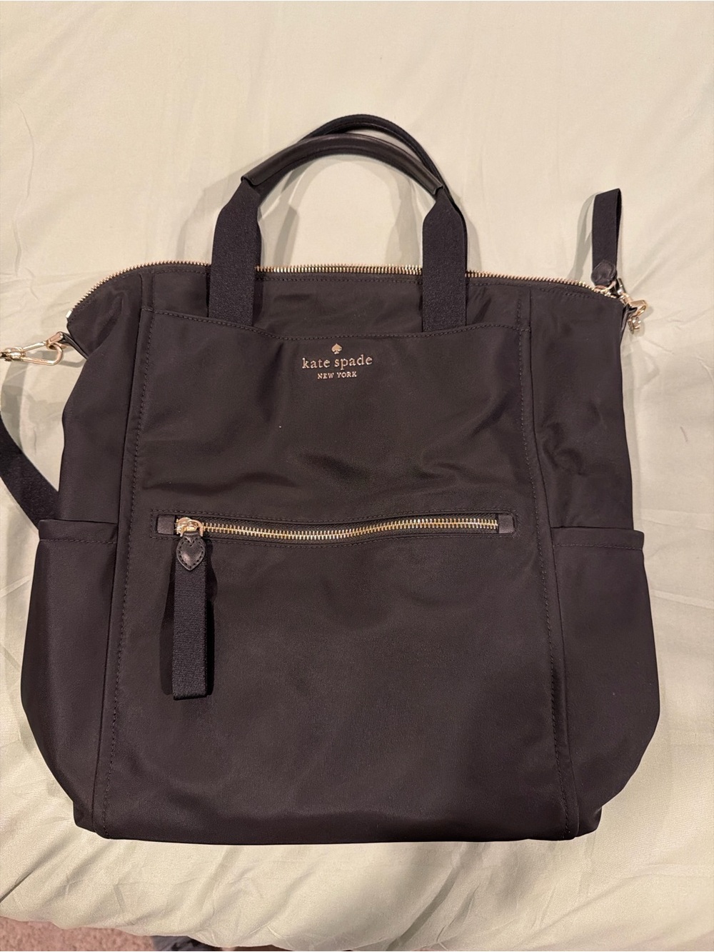 Kate Spade Nylon backpack crossbody black convertible tote excellent condition